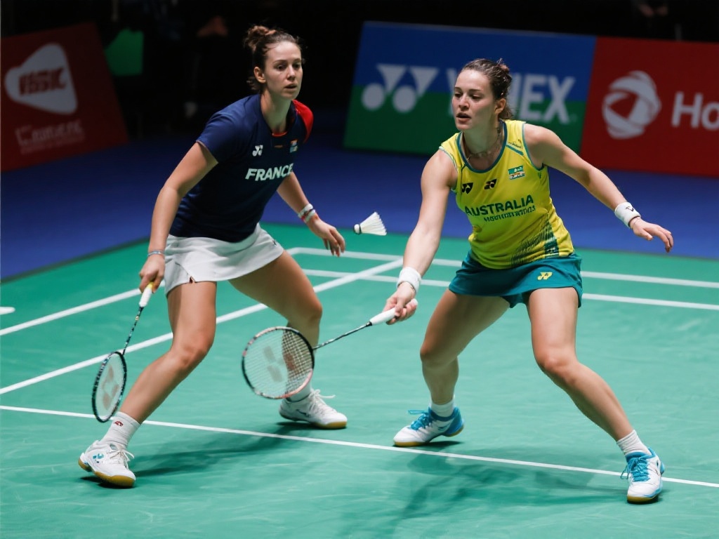 苏迪曼杯小组赛:法国与澳大利亚的激烈对决 以女双项目为例,法国队的组合在面对澳大利